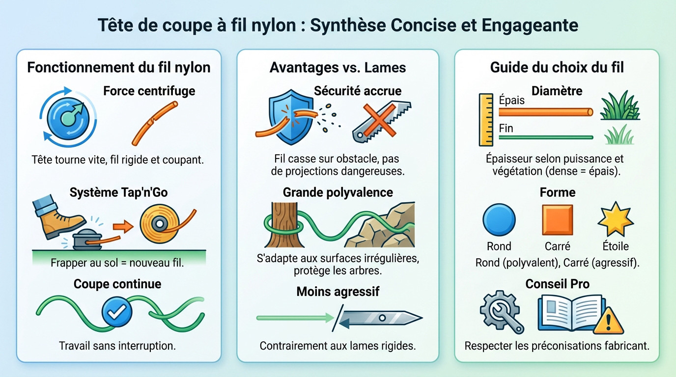 Tête de coupe à fil nylon McCulloch en action dans un jardin