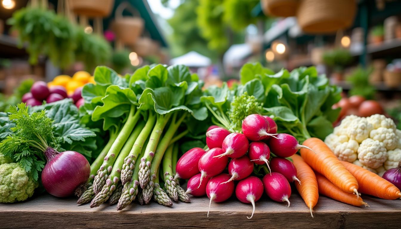découvrez les fruits et légumes d'avril, les premières récoltes fraîches et de saison du printemps pour savourer des produits sains et naturels.